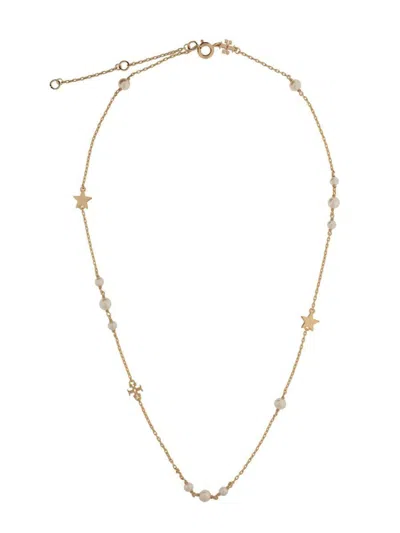 Tory Burch Kira Necklace And Stud Earring Gift Set In Tory Gold / Pearl / Crystal