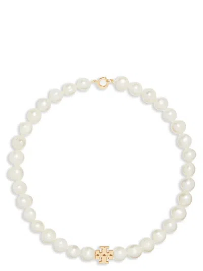 Tory Burch Kira Cultured Pearl Beaded Necklace In White
