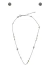 Tory Burch Embellished Chained Necklace Earrings Set In Tory Silver/pearl/crystal