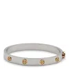 Tory Burch Miller Stud 5mm Hinge Bracelet In Tory Silver/tory Gold
