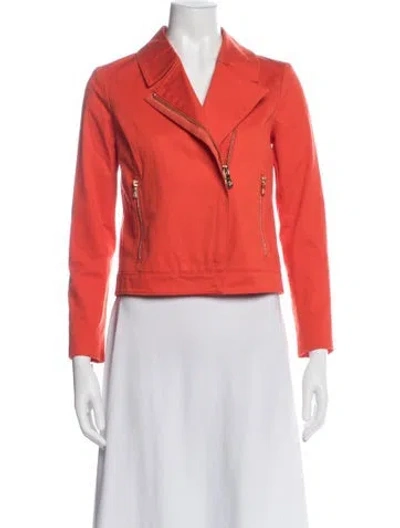 Pre-owned Tory Burch Biker Jacket In Orange