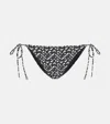 Tory Burch Printed String Bikini Bottoms In Black