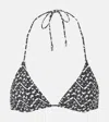 Tory Burch Printed String Bikini Top In Schwarz