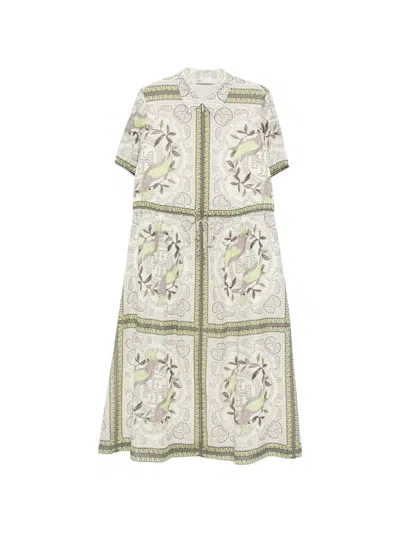Tory Burch Bird Paisley Midi Dress In Multi