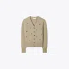 Tory Burch Birdie-embroidered Cashmere Cardigan In Brown