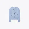 Tory Burch Birdie-embroidered Cashmere Cardigan In Blue