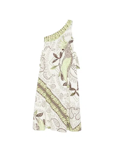 Tory Burch Bird-print Midi Dress In Multi