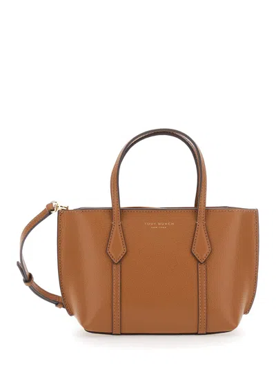 Tory Burch Biscuit Leather Mini Perry Handbag In Brown