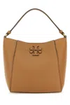 TORY BURCH BISCUIT LEATHER SMALL MCGRAW BUCKET BAG