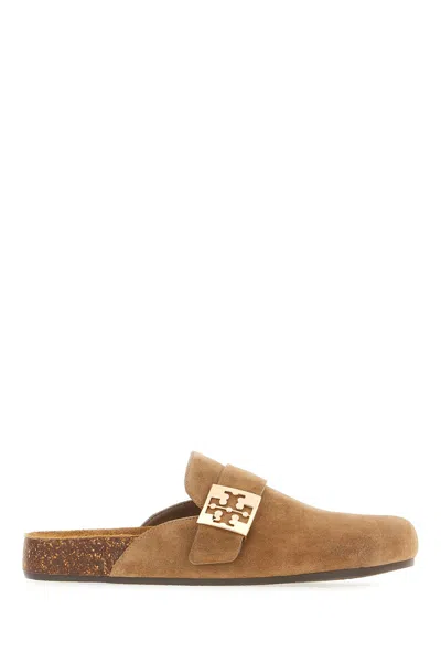 Tory Burch Mellow Suede Slippers Flat Sole In Brown