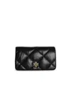 Tory Burch Kira Diamond Leather Wallet On Chain In Black