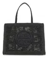 Tory Burch Large Ella Crochet Tote Bag In Black