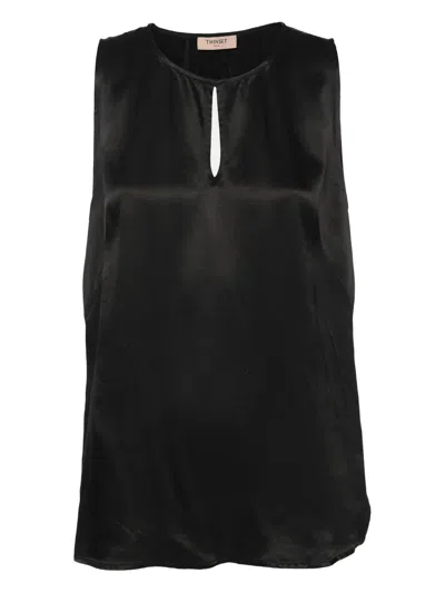 Pre-owned Tory Burch Keyhole Satin Tank Top In Black