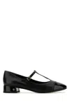 Tory Burch Black Ballet Shoes With Cap Toe And Low Block Heel In Patent Leather Woman In Black