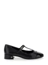 Tory Burch Black Ballet Shoes With Cap Toe And Low Block Heel In Patent Leather Woman
