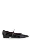 Tory Burch Black Ballet Shoes With Pointed Toe And Double T Motif In Patent Leather Woman In Black