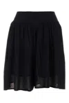 Tory Burch Viscose Shorts With Elastic Waistband And Pleated Design In Black