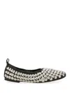 Tory Burch Studded Round Toe Ballerina Shoes With Flat Sole In Neutral