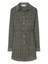 Tory Burch Graphic Print Tunic Belted Waist In Black