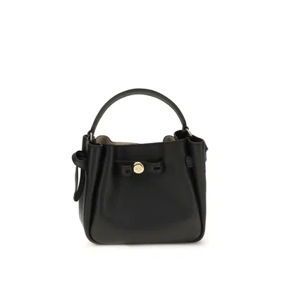 Tory Burch Black Calf Leather Bos Taurus Shoulder Bag In Orange