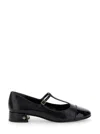 Tory Burch Black Ballet Shoes With Cap Toe And Low Block Heel In Patent Leather Woman In Black