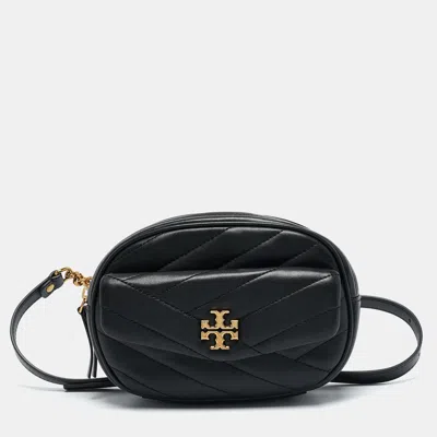 Pre-owned Tory Burch Black Chevron Leather Kira Belt Bag