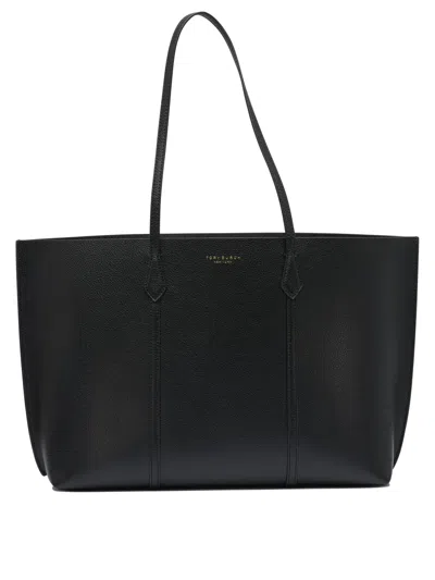 Tory Burch Black Cow Leather Cotton Shoulder Bag