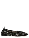 Tory Burch Black Ballet Flats With All-over Crystals Application In Tech Fabric Woman In Black