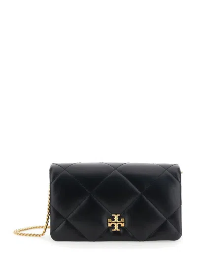 Tory Burch Black Diamond-quilted Crossbody Bag With Double T Detail On The Front