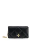 Tory Burch Black Diamond-quilted Crossbody Bag With Double T Detail On The Front