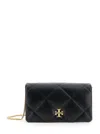 Tory Burch Black Diamond-quilted Crossbody Bag With Double T Detail On The Front