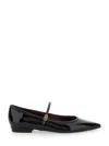 Tory Burch Black Ballet Shoes With Pointed Toe And Double T Motif In Patent Leather Woman In Black