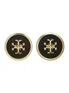 Tory Burch Black Earings With Circular Shape And Double T Motif In Brass Blend Woman