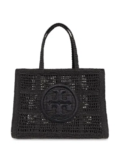 Tory Burch Black Ella Large Paper Tote Bag