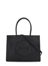 Tory Burch Small Ella Shopping Bag In Eco Leather With Logo In Black