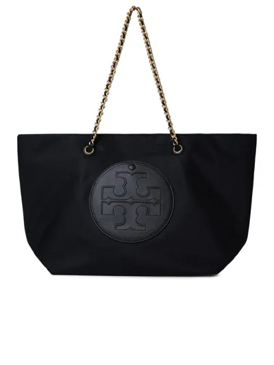 Tory Burch Ella Chain Logo Patch Tote Bag In Black