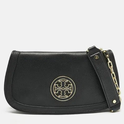 Pre-owned Tory Burch Black Leather Amanda Shoulder Bag