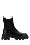 Tory Burch Black Leather And Fabric Chelsea Ankle Boots In Animal Print