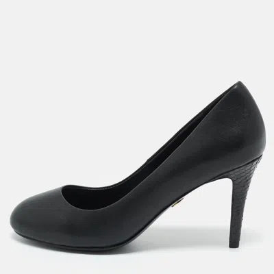 Pre-owned Tory Burch Black Leather And Python Leather Pumps Size 37
