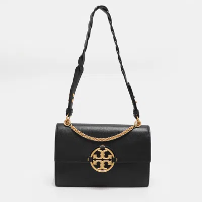 Pre-owned Tory Burch Black Leather And Suede Miller Shoulder Bag