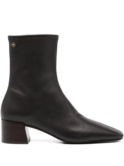 TORY BURCH BLACK LEATHER ANKLE BOOTS WITH HEEL TORY BURCH