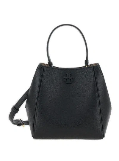 Tory Burch Black Leather Bag With Logo
