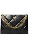 Tory Burch Kira Diamond Quilted Leather Hobo Bag In Black