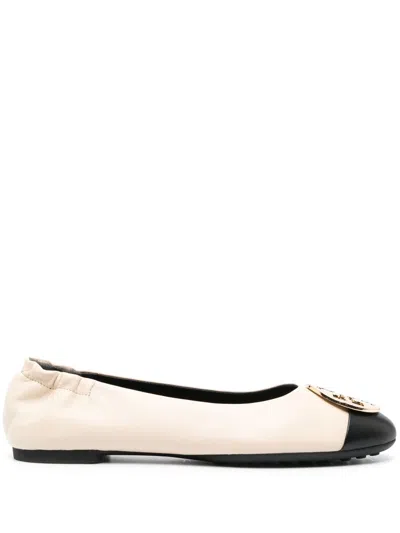 Tory Burch Black Leather Ballerina Shoes For Women