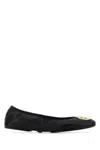 Tory Burch Reva Travel Leather Ballet Flats In Black