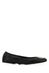 Tory Burch Black Leather Ballerinas In Black