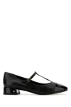 Tory Burch Black Ballet Shoes With Cap Toe And Low Block Heel In Patent Leather Woman In Nero
