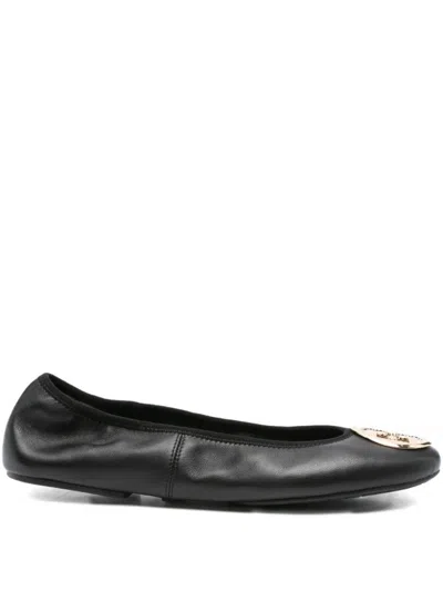TORY BURCH BLACK LEATHER BALLET FLATS