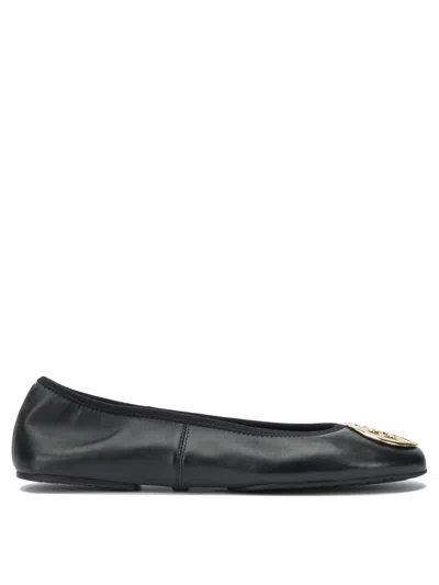 Tory Burch Black Leather Blend Ballerinas