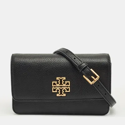 Pre-owned Tory Burch Black Leather Britten Shoulder Bag